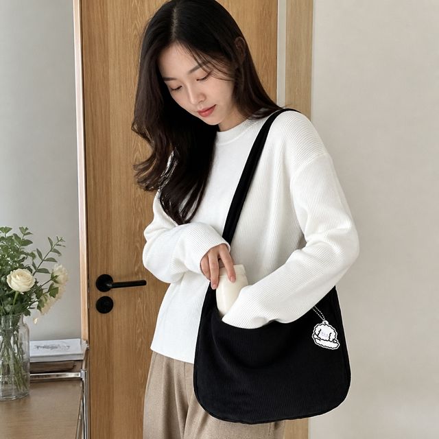 골덴 코듀로이 숄더백 크로스백 포함 여성 데일리 가방 여행 보조백 - 이미지 1