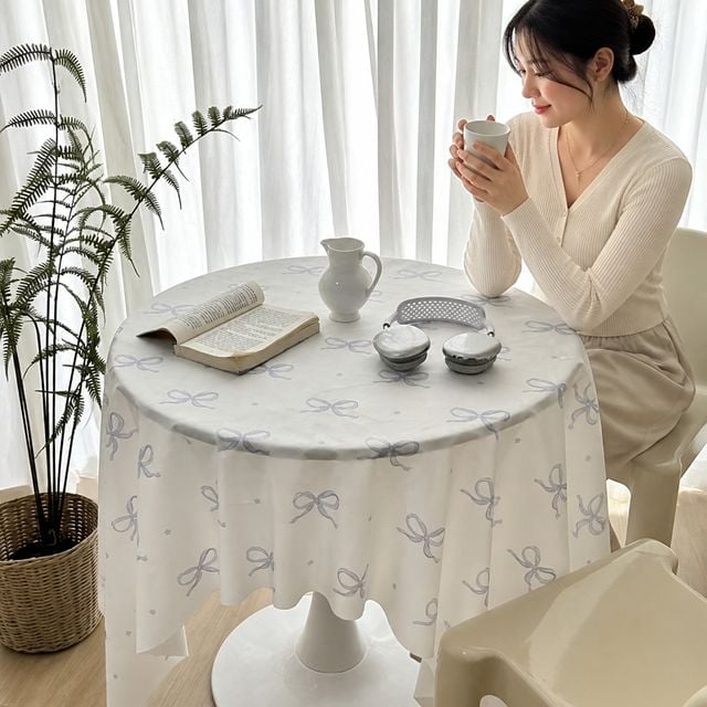 빈티지 퍼플 리본 테이블보 사진 배경천 150 x 150cm 식탁보 스튜디오 촬영 소품 - 이미지 1