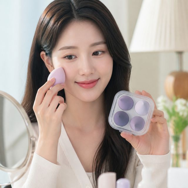 파운데이션 화장 스펀지 물방울 똥퍼프 케이스 포함 메이크업 도구 소품 - 이미지 1