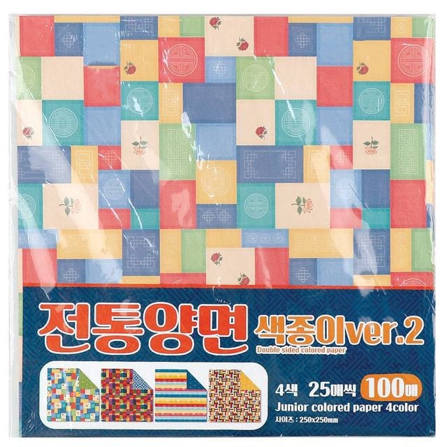 전통 양면 색종이 ver.2 4색 25매 100매 유치원 미 공작재료