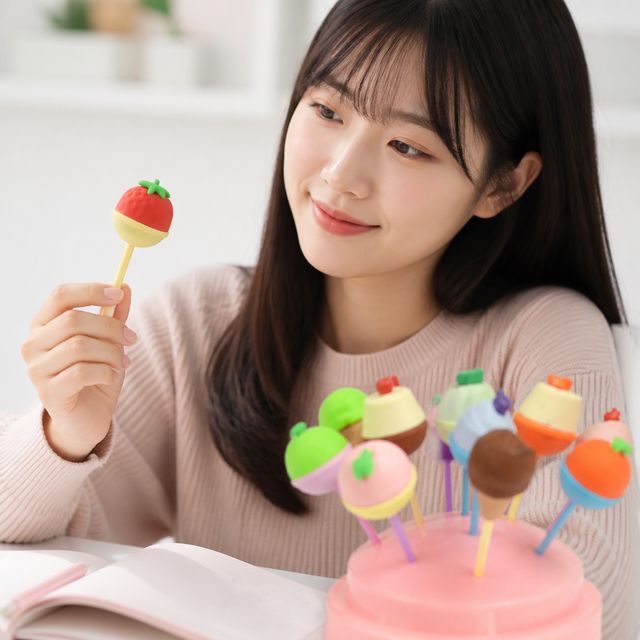 캔디 모양 1p 학생 준비물 학습 문구류 롤리팝 디자인 필기구 수정용품 - 이미지 1