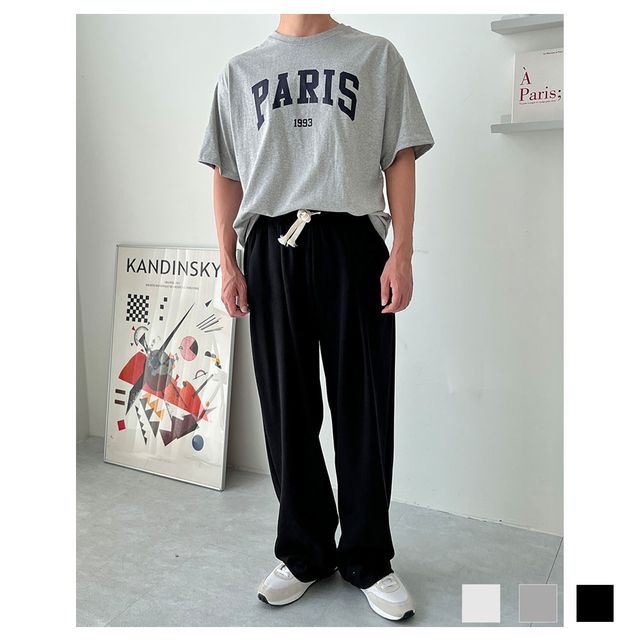 남성 와이드 핀턱 밴딩 팬츠 L~XL 트레이닝 바지