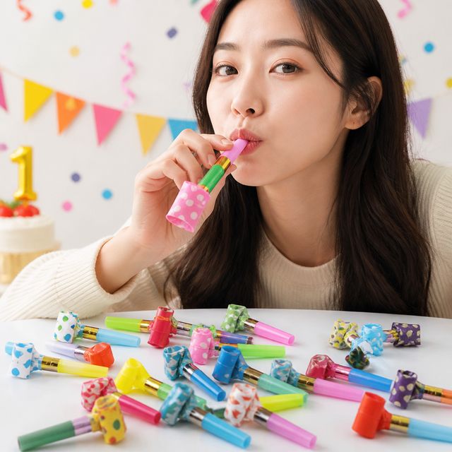 생일 파티 나팔 피리 색상 랜덤 1회용 구디백 잔치 행사용 비닐 불기