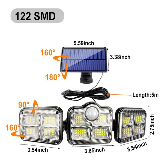 태양광 계단 베란다 122SMD 108LED 리모컨 벽부등 - 이미지 2
