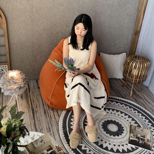 낸시 탈취 제습 위생특허 빈백소파 오렌지색상 생기있는 인테리어 - 이미지 7