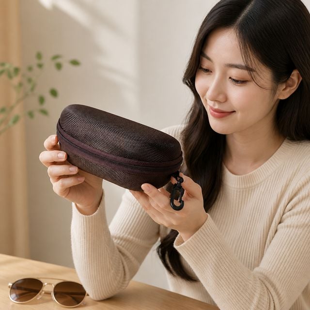 옥스퍼드 원단 안경 보관함 지퍼형 선글라스 하드케이스 16x8x
