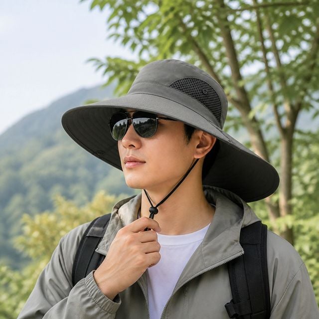 등산 챙모자 남성 사파리 햇빛 여름 캠핑 자외선 차단 모자