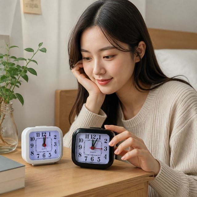 소형 탁상시계 아날로그 알람시계 침실 책상 인테리어 - 이미지 1