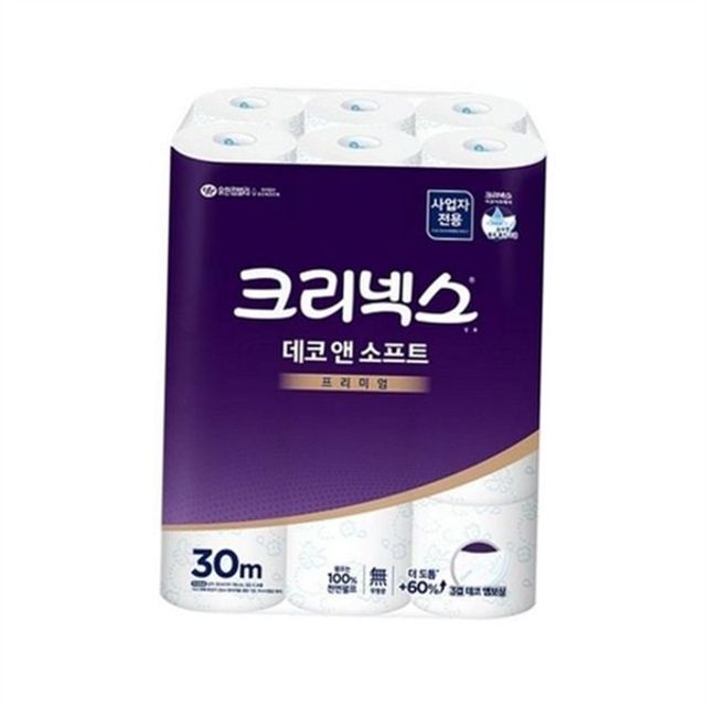 두루마리화장지 30mx24롤 화장실용 부드러운 데코엠보싱 데일리 화장지 롤휴지 무형광 대용량 필수품