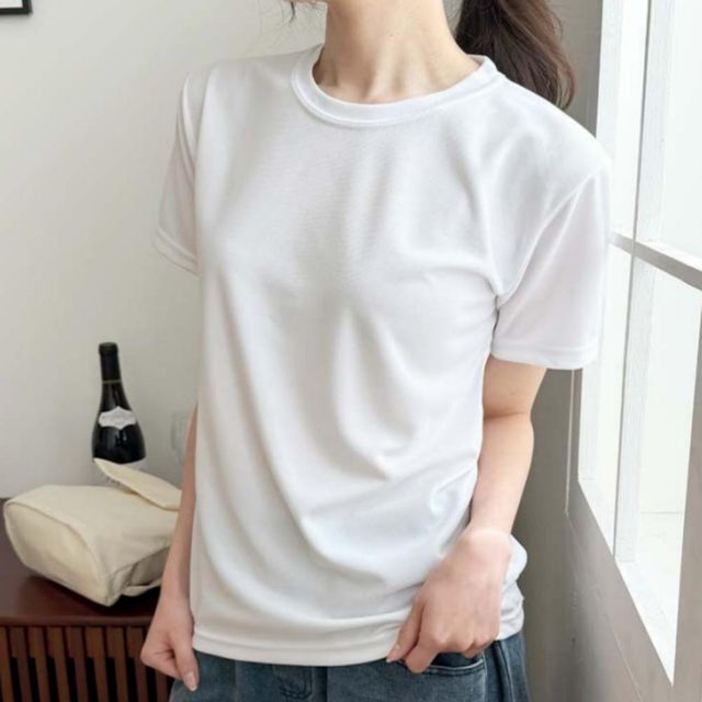 여성 라운드 무지 반팔티셔츠 여름 운동 레이어드 헬스티 짐웨어