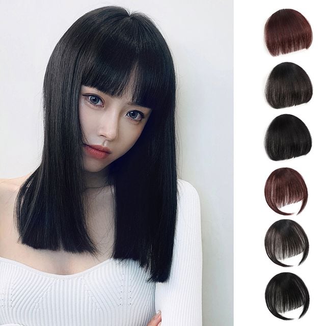 예쁜 여성 머리 포인트 풀뱅 앞머리 커버 헤어피스 - 이미지 1
