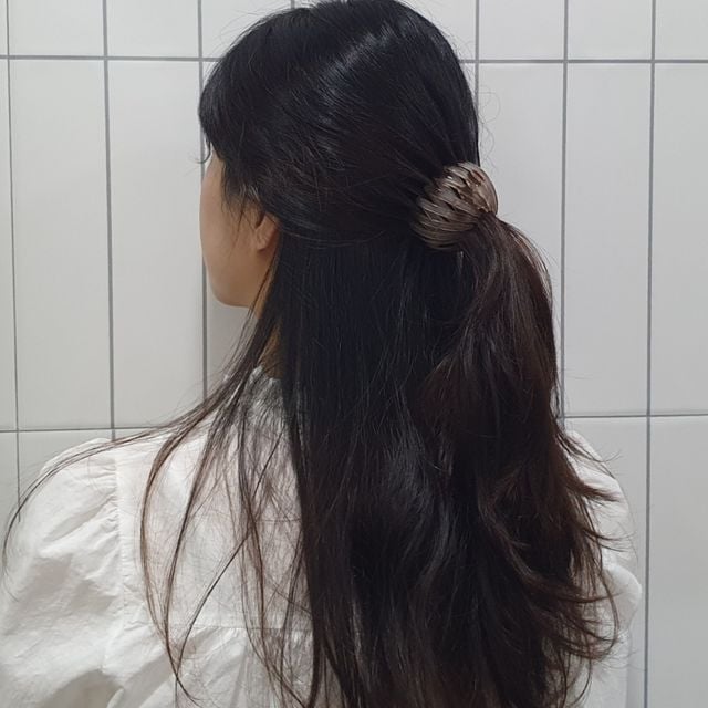 포니 올림머리 만두핀 똥머리집게핀 그레이블랙