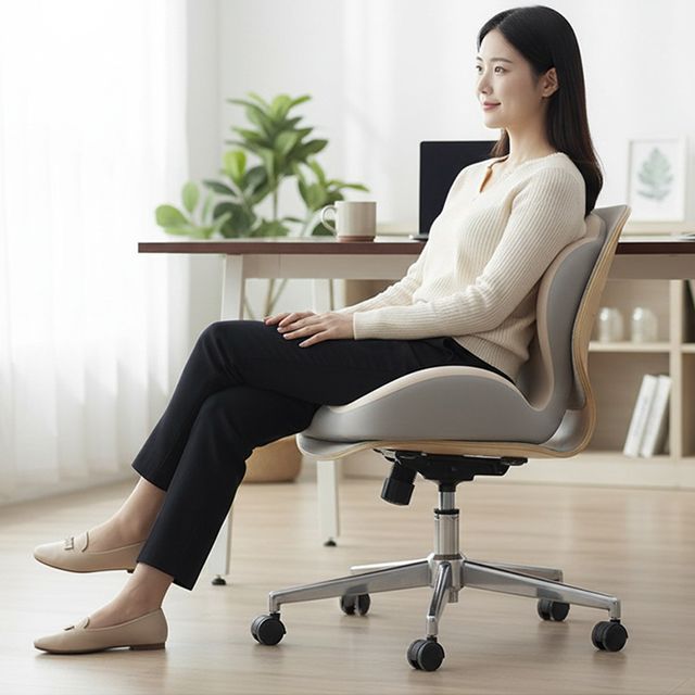 메모리폼 일체형 등받이 방석 시트 사무실 의자 쿠션 - 이미지 2