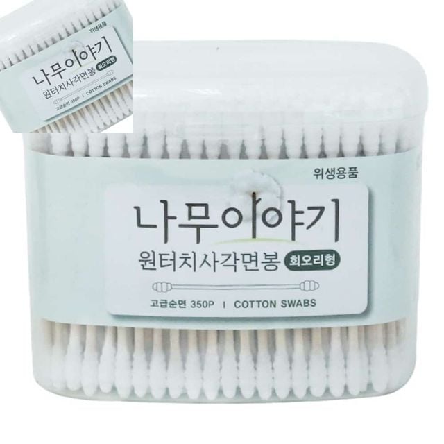 나무이야기 사각면봉 350p 회오리형 튼튼한면봉 회오리면봉 미용면봉 나무면봉