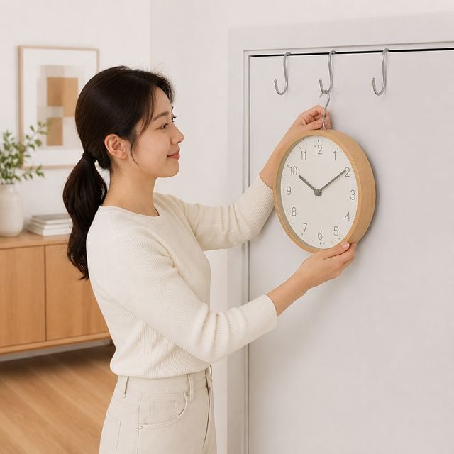 벽걸이 시계 거치 스텐 고리 무타공 인테리어 정리 용품