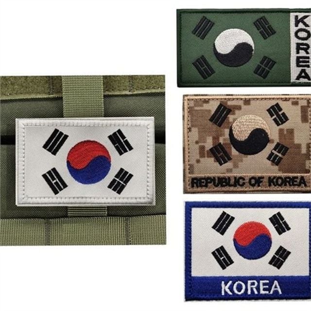 태극기 자수 패치 태극기 부착 패치 군용 벨크로 와펜 가방 의류 등산용