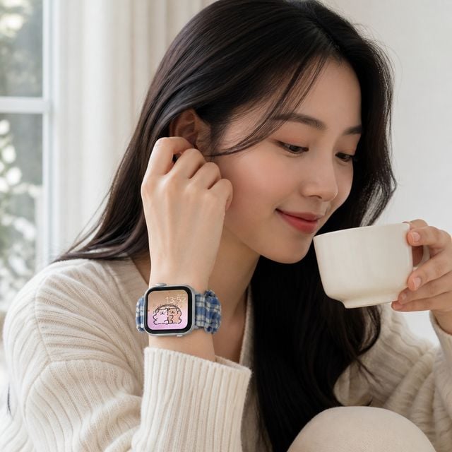 밴드 체크 스크런치 스트랩 손목 시계줄 10 9 8 7 se2 교체용 아이템