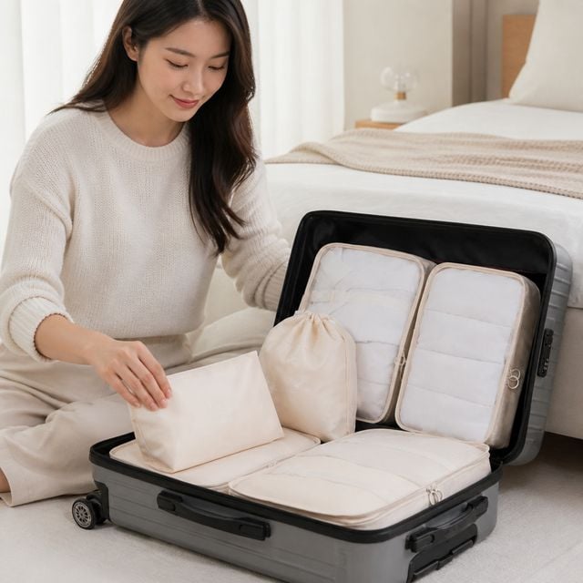 여행용 파우치 메쉬 가방 이너백 옷 화장품 세면도구 정리함 수납백 여행용품