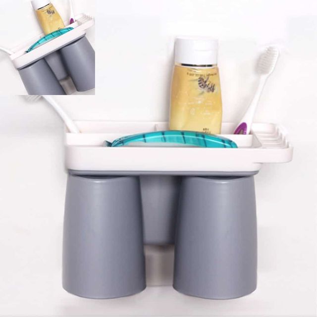 거꾸로 자석 양치컵2P 칫솔꽂이 세트 양치컵거치대 양치컵보관 칫솔거치대 치솔걸이
