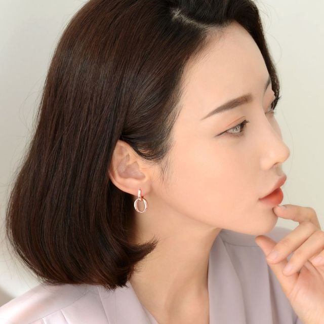 14K 골드필드 핀 데일리 라운드 원터치 링 귀걸이