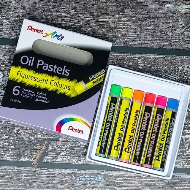 펜텔 Oil Pastel New 형광컬러 6색세트 - 이미지 1