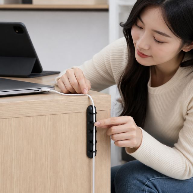 전선 줄정리 7구 거치대 실리콘 케이블 홀더 부착식 선정리 도구 - 이미지 1