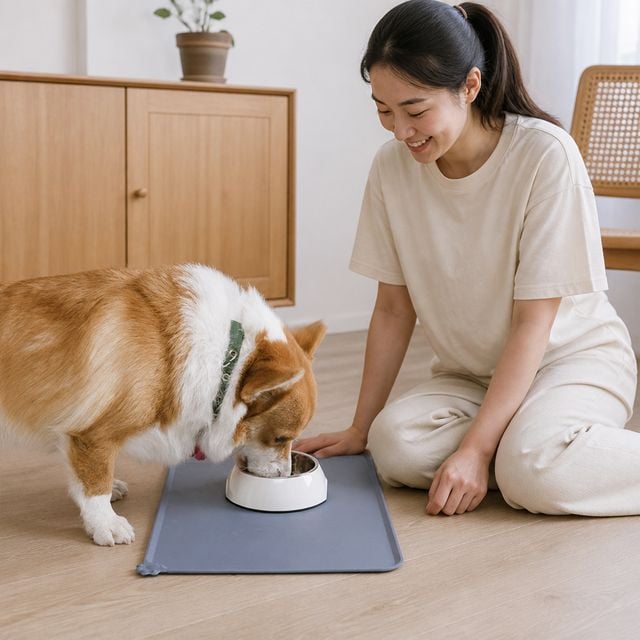 반려동물 식기받침 강아지 고양이 실리콘 밥그릇 펫 테이블 방수 깔판