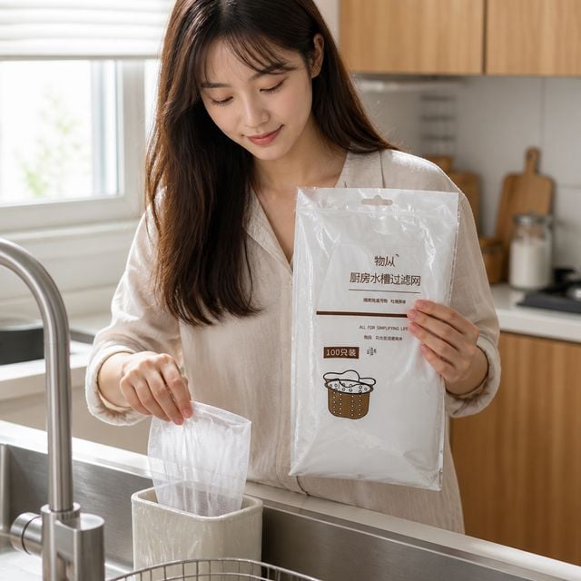 배수구 거름망 주방 음식물 쓰레기 봉투 싱크대망 - 이미지 1