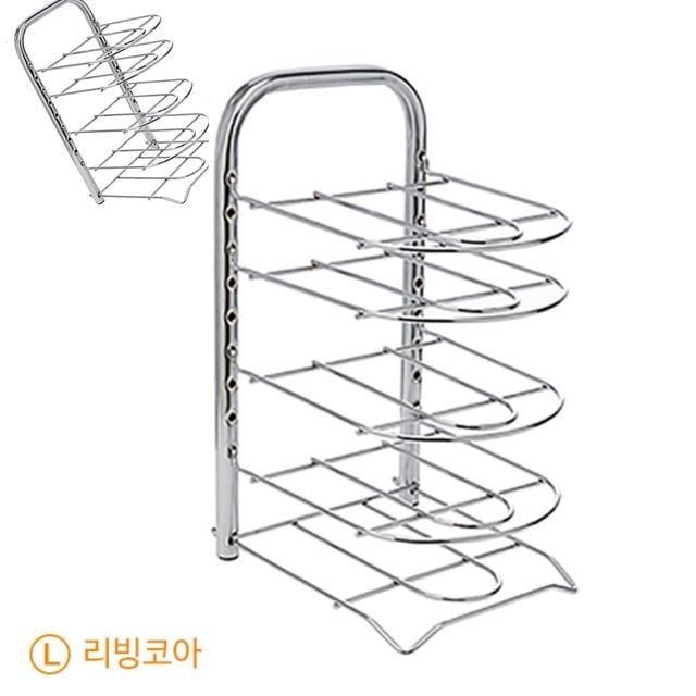 코아 사각 후라이팬 정리대 5단 주방정리 프라이팬꽂이 철제보관 5단선반