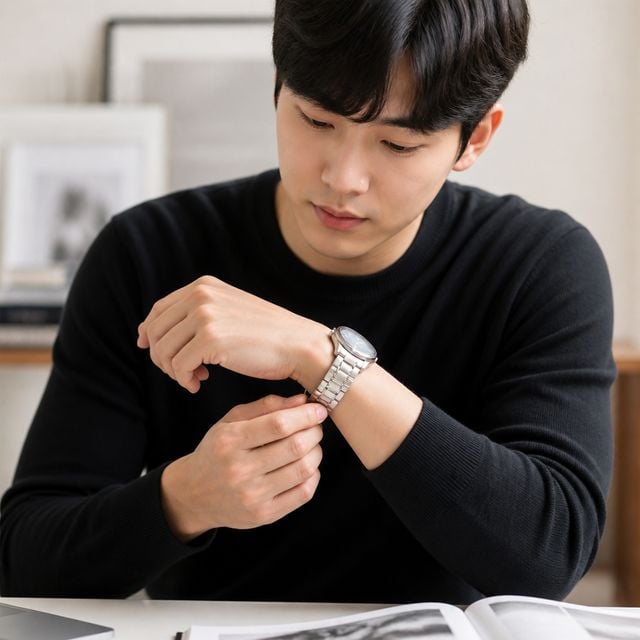 실버 메탈 시계줄 3볼 통스틸 교체용 스트랩 버클 - 이미지 1