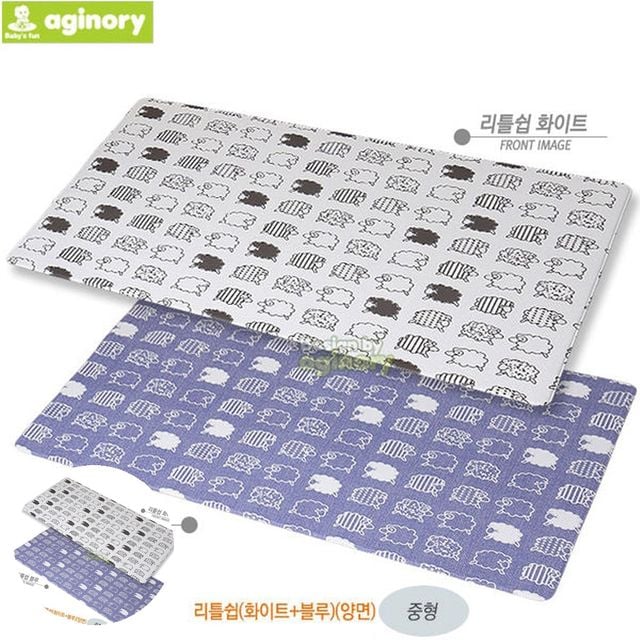 주방매트 방바닥매트 놀이방매트 리틀쉽 화이트 블루 양면 중형
