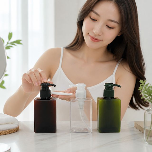 화장품 용기 스퀘어 펌프 케이스 150ml 공병 - 이미지 1
