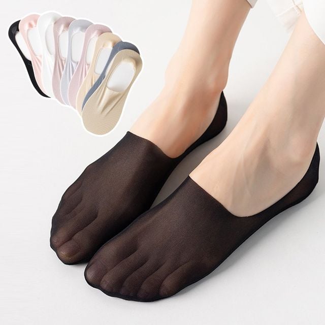 여성 아이스 실크 투명 실리콘 벗겨짐 방지 쫀쫀 덧신