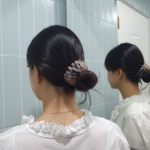 P1 포니 올림머리 만두핀 똥머리집게핀 그레이블랙