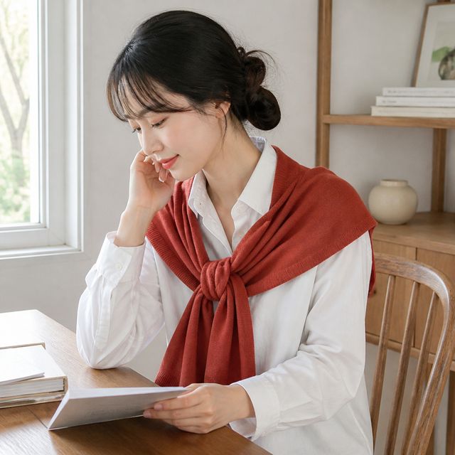 페이크 가디건 레이어드 숄 니트 머플러 어깨 워머 무지 스타일링 용품