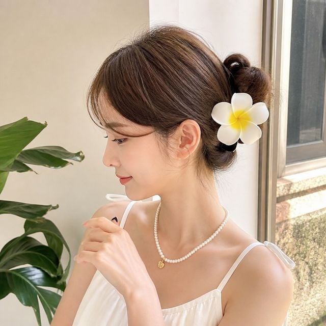플루메리아 하와이 꽃 집게핀 해변 휴가 바캉스 헤어핀 머리핀 액세서리 - 이미지 1