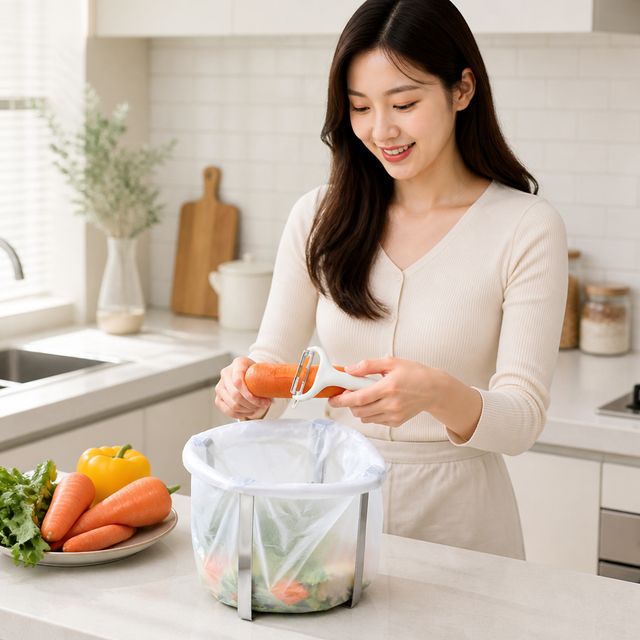 스텐 주방 컵걸이 겸용 음식물쓰레기통 홀더 싱크대 거치대