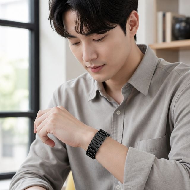 시계 교체용 메탈 스트랩 디버클 18mm 20mm 22mm 24mm 실버 블랙 통스텐레스 밴드 - 이미지 1