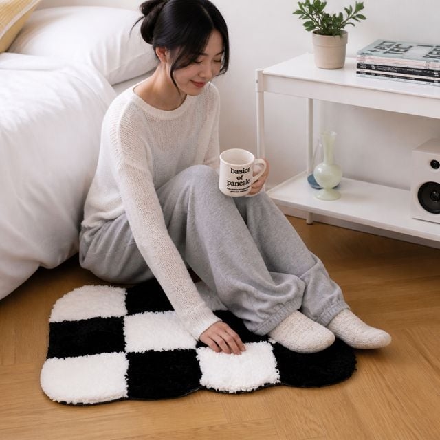 체크 러그 인테리어 바닥 미니 체커보드 빈티지 주방