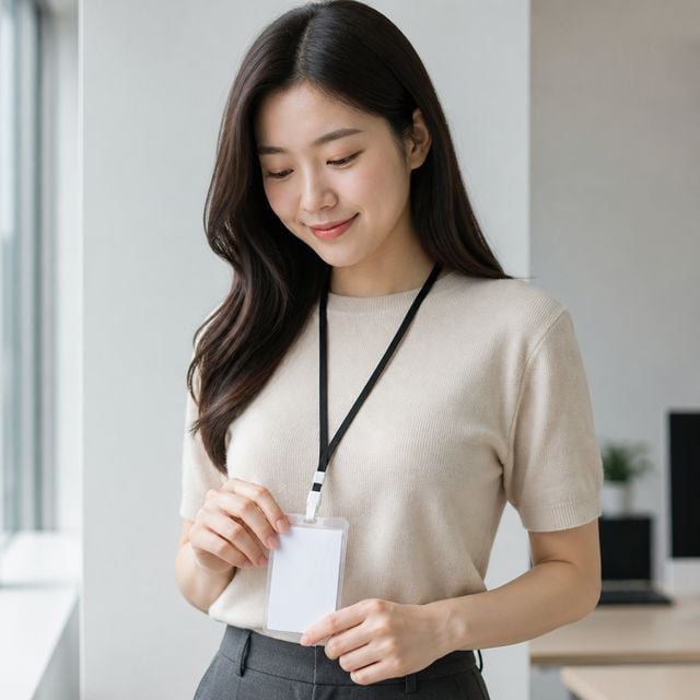 ID카드 사원증 목걸이 홀더, 회사 사무용 명찰 줄 - 이미지 1