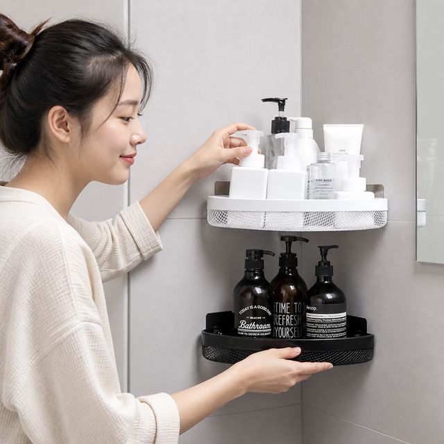 욕실 코너선반 물빠짐 그물망 화장실 수납선반 거치대 벽걸이 정리대