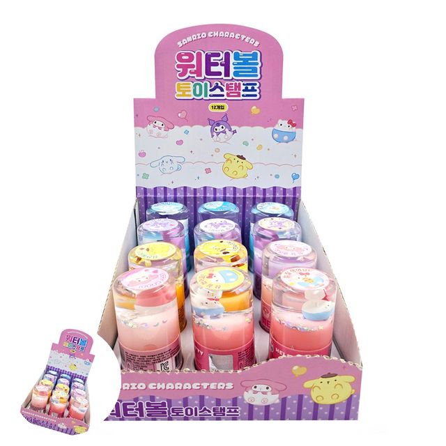 어린이도장 도장장난감 칭찬도장 산리오캐릭터즈 워터볼 토이스탬프 1박스 12개입