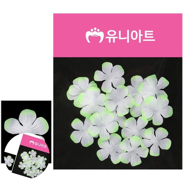 조화꽃장식 미니조화꽃 벚꽃 흰색 연두