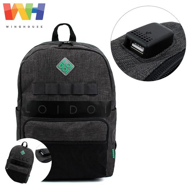 여자백팩 여성백팩 로이도이 마크 USB 백팩
