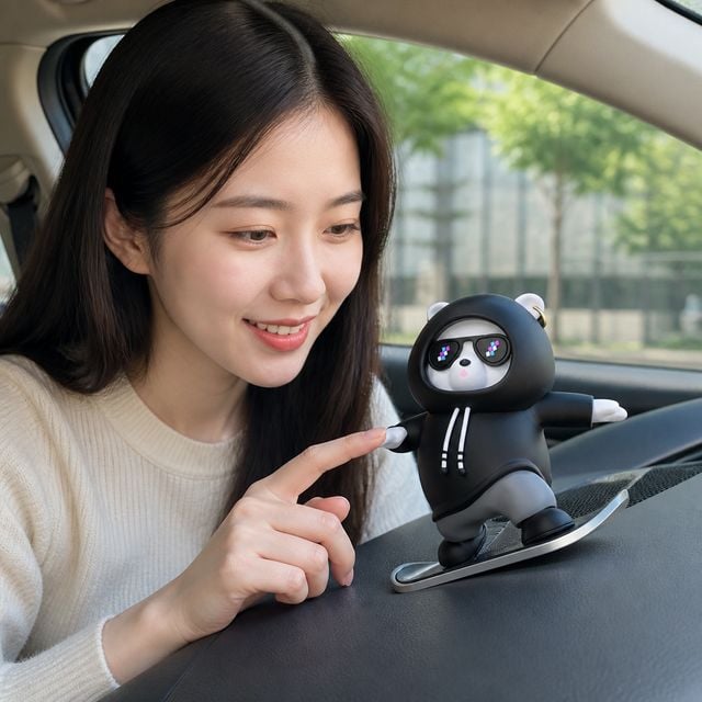 곰돌이 피규어 인형 차량 실내 데스크 대시보드 무소음 슬라이딩 소품 보드 - 이미지 1