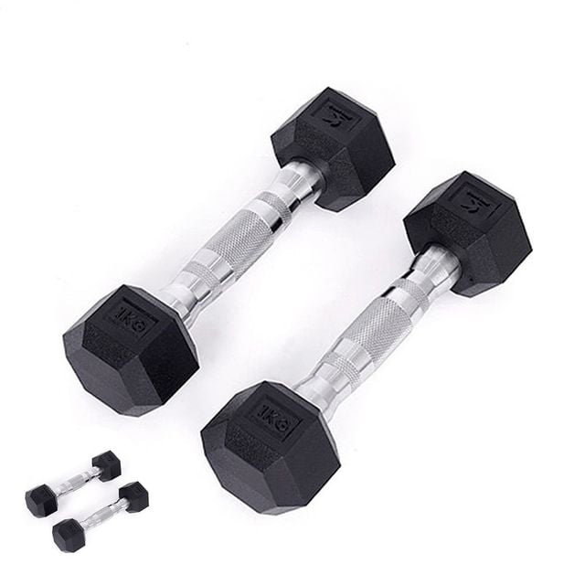 운동기구아령 홈트도구 덤벨 PEV 육각 아령 1kg x 2개 세트