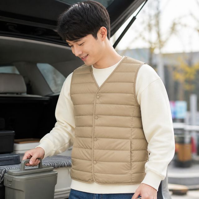 남녀공용 경량 패딩조끼 브이넥 유넥 겨울 바람막이 작업복 아우터