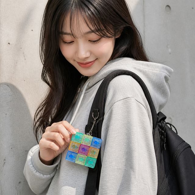 LED 딸깍이 클리커 9구, 레인보우 피젯토이 가방 장식 - 이미지 1