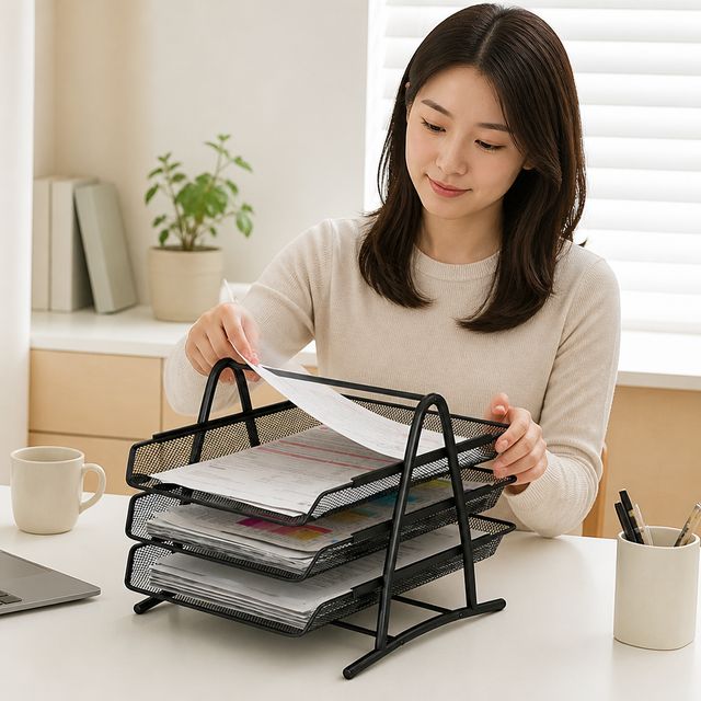 철제 서류꽂이 데스크 수납함 사무실 책상 서류 정리대 파일 보관함 - 이미지 1
