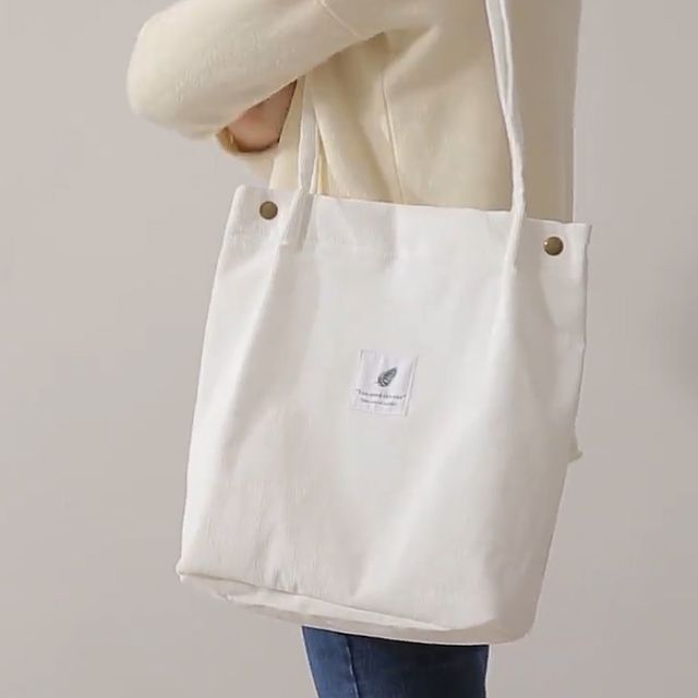 데일리 코듀로이 숄더백 화이트 골덴 에코백